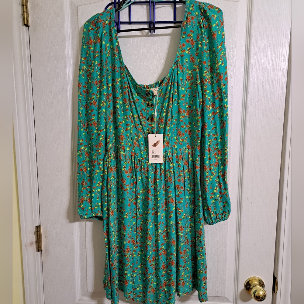Chelsea & Violet Long Sleeve Floral Print Peasant Drese Size Large